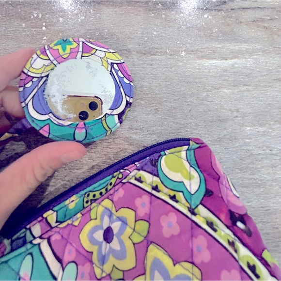 VERA BRADLEY Zip Cosmetic HEATHER Make Up Bag Travel Case with attached mirror. - Picture 7 of 7
